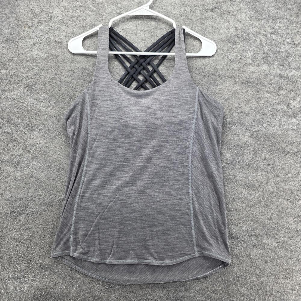 Lululemon Tank Top Womens 6 Gray Strappy Back Built In Bra Yoga Athletic Gym